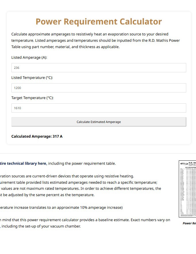 Power Requirement Calculator
